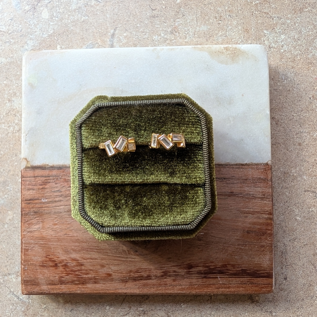 Art Deco Baguette Huggies